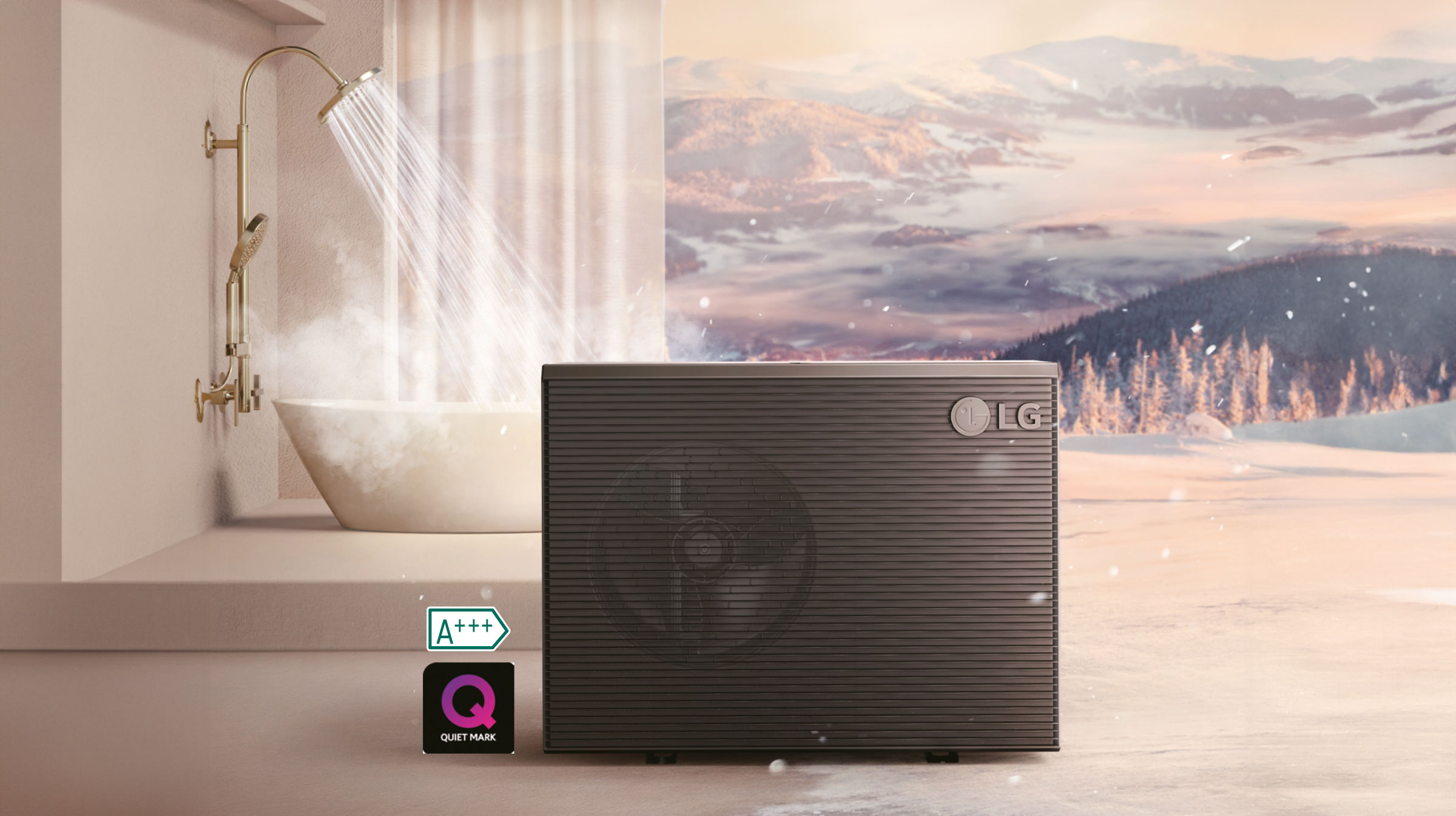 LG Wärmepumpe im Garten